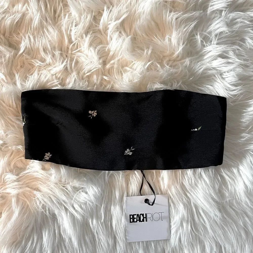 Beach Riot Toni Bandeau Top in Black Floral | SZ S